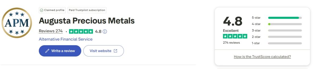 Augusta Precious Metals TrustPilot Rating
