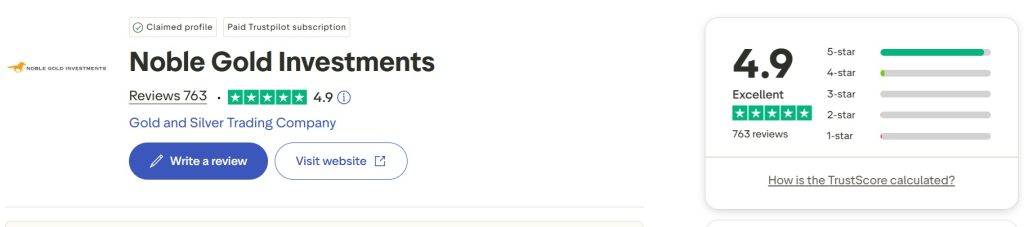 Noble Gold Investments TrustPilot Rating